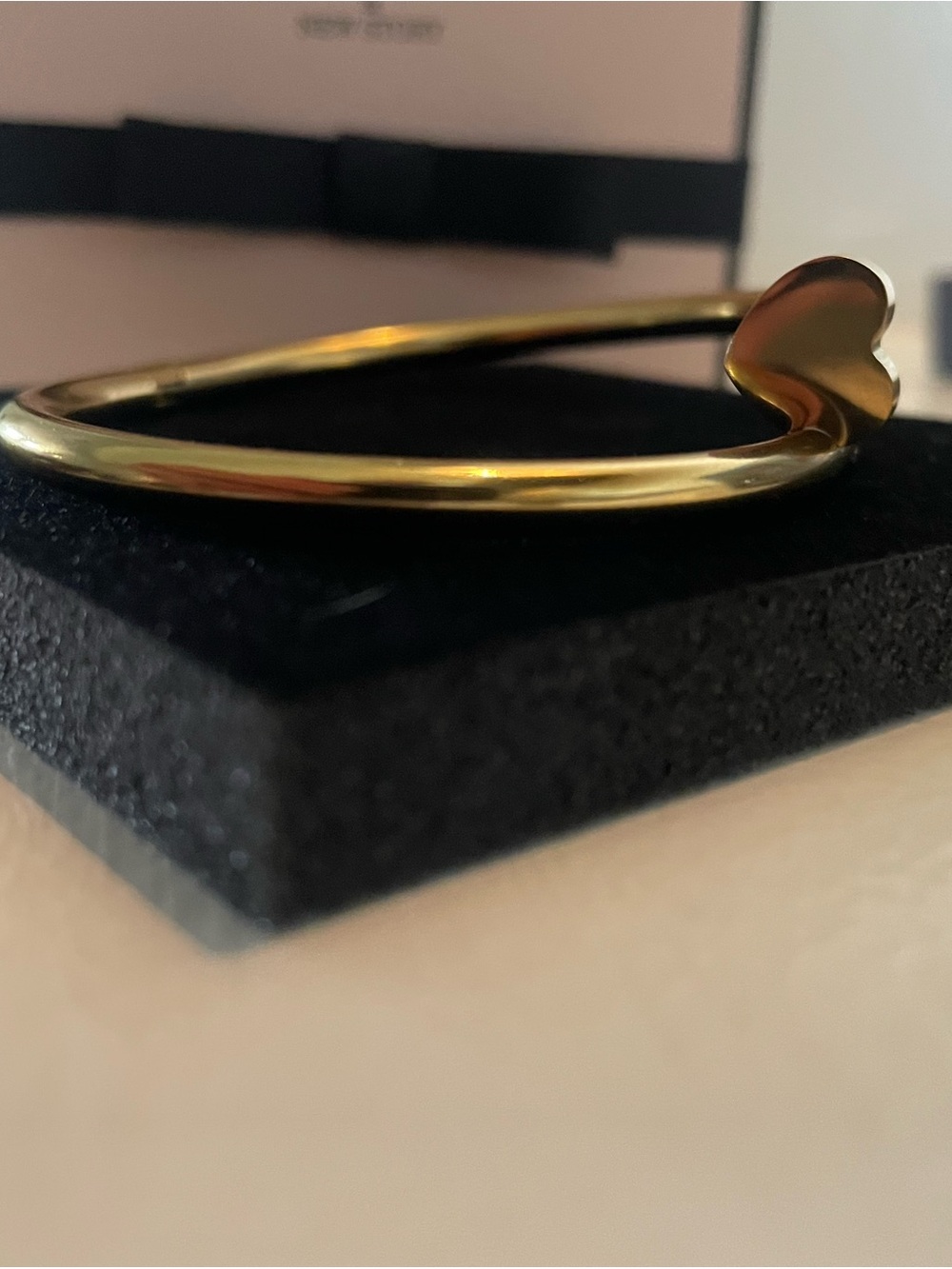 Gold Heart Open Bypass Bangle Bracelet - Women Jewelry